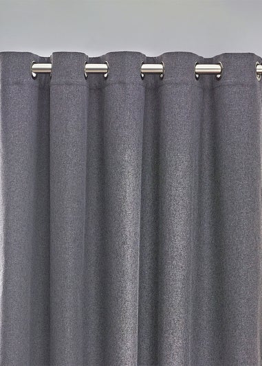 furn. Dawn 100% Blackout Thermal Eyelet Curtains Charcoal