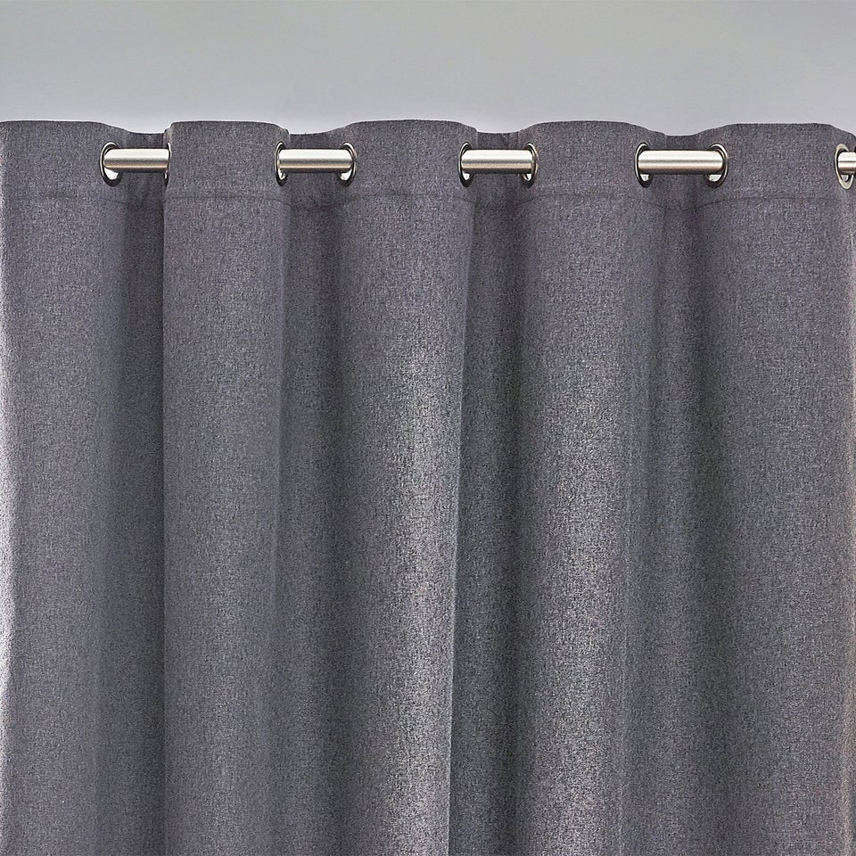 furn. Dawn 100% Blackout Thermal Eyelet Curtains Charcoal