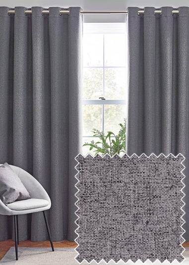furn. Dawn 100% Blackout Thermal Eyelet Curtains Charcoal