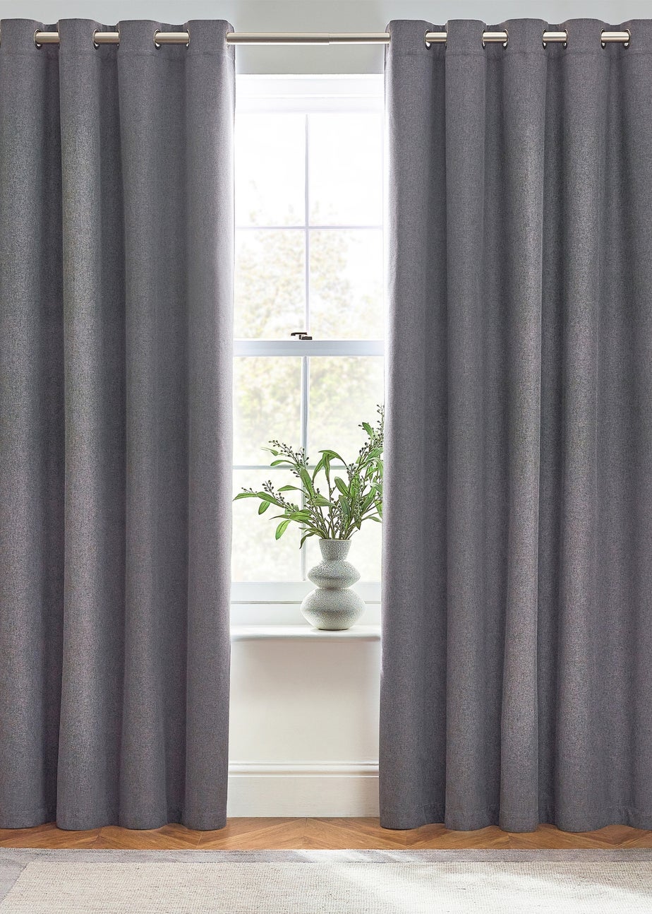 furn. Dawn 100% Blackout Thermal Eyelet Curtains Charcoal