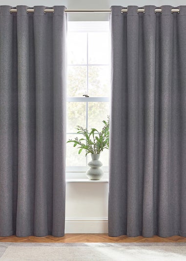 furn. Dawn 100% Blackout Thermal Eyelet Curtains Charcoal