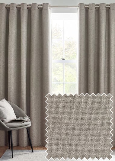 furn. Dawn 100% Blackout Thermal Eyelet Curtains Grey