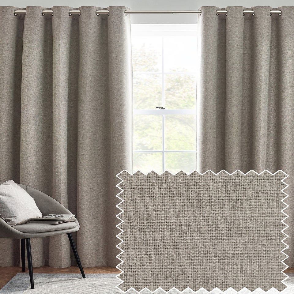 furn. Dawn 100% Blackout Thermal Eyelet Curtains Grey