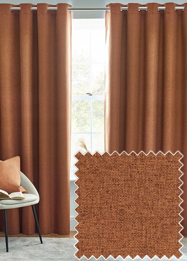 furn. Dawn 100% Blackout Thermal Eyelet Curtains Brick