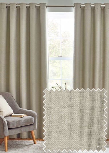 furn. Dawn 100% Blackout Thermal Eyelet Curtains Natural