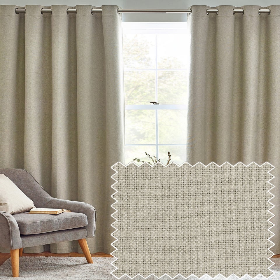furn. Dawn 100% Blackout Thermal Eyelet Curtains Natural