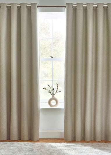 furn. Dawn 100% Blackout Thermal Eyelet Curtains Natural