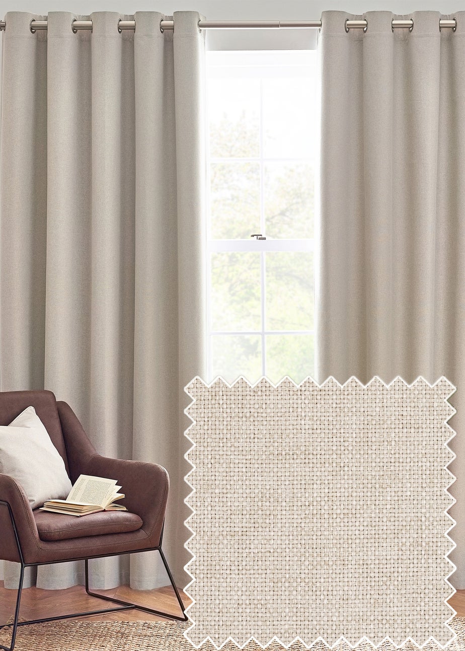 furn. Dawn 100% Blackout Thermal Eyelet Curtains Linen