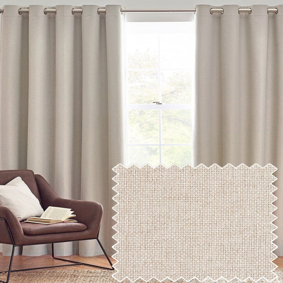 furn. Dawn 100% Blackout Thermal Eyelet Curtains Linen