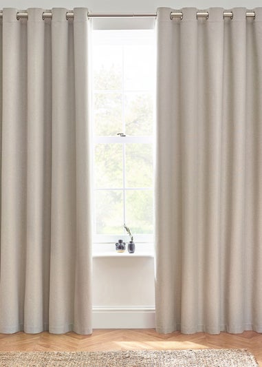 furn. Dawn 100% Blackout Thermal Eyelet Curtains Linen