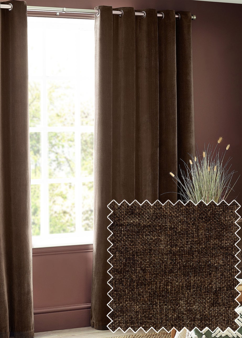 Yard Heavy Chenille Velvet Eyelet Curtains