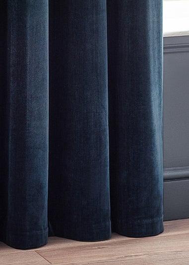 Yard Heavy Chenille Velvet Eyelet Curtains Navy
