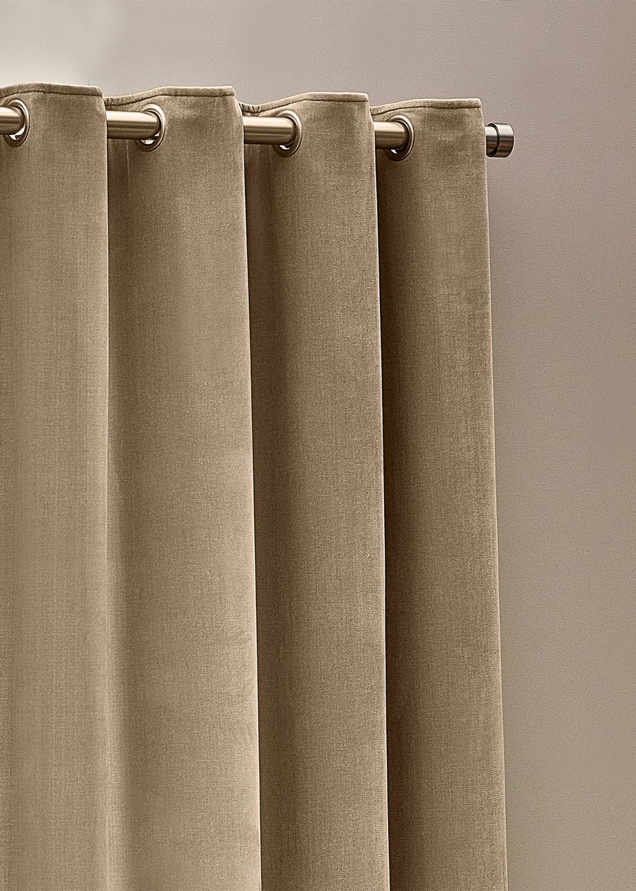 Yard Heavy Chenille Velvet Eyelet Curtains Natural