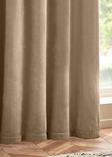 Yard Heavy Chenille Velvet Eyelet Curtains Natural