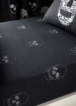 Catherine Lansfield Skulls Fitted Sheet