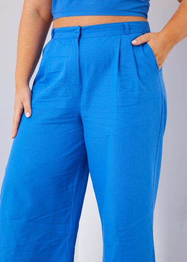 In The Style Blue Tailored Wide Leg Co Ord Trousers