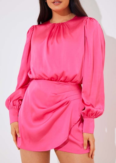 In The Style Pink Drape Skort Playsuit