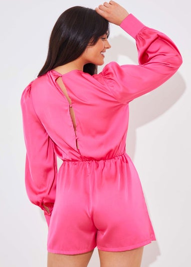In The Style Pink Drape Skort Playsuit