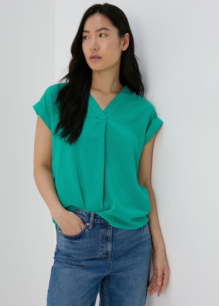 Green Textured Pullover Top