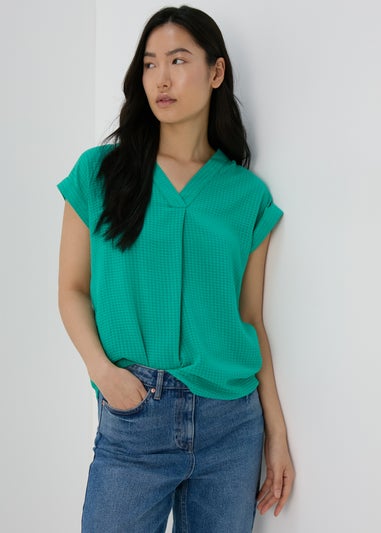 Green Textured Pullover Top