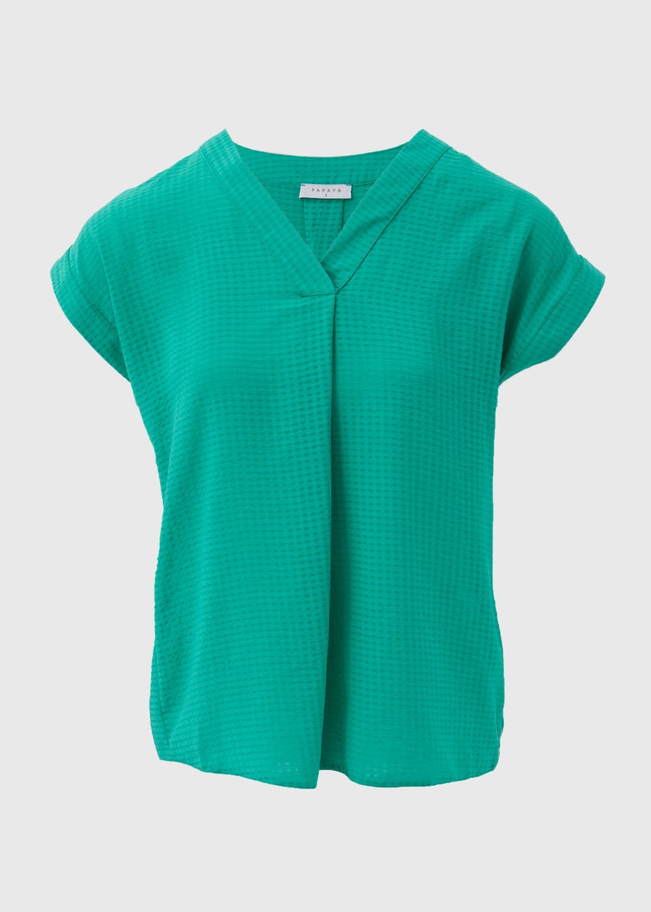 Green Textured Pullover Top