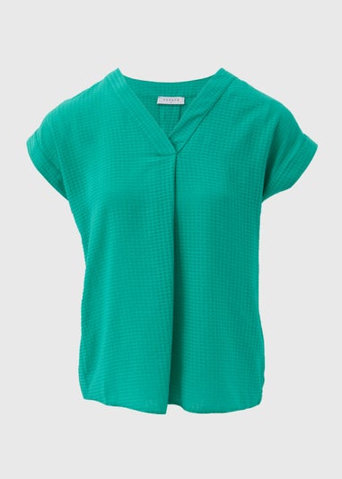 Green Textured Pullover Top