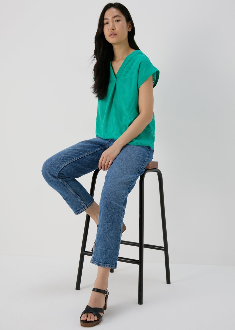 Green Textured Pullover Top