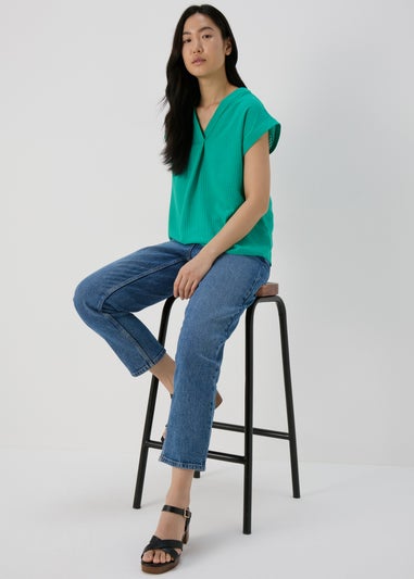 Green Textured Pullover Top