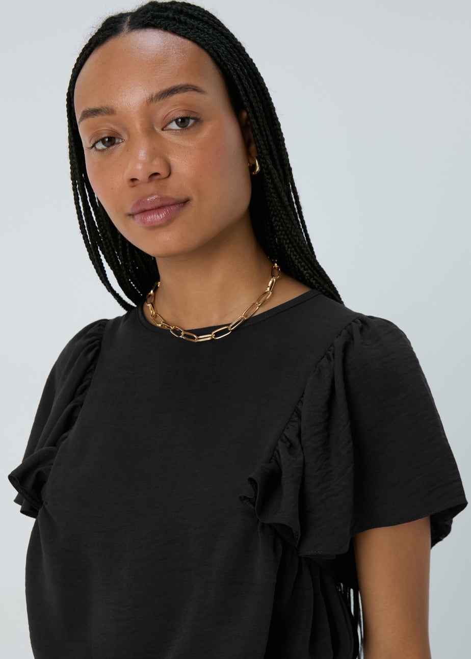 Black Frill Sleeve Top