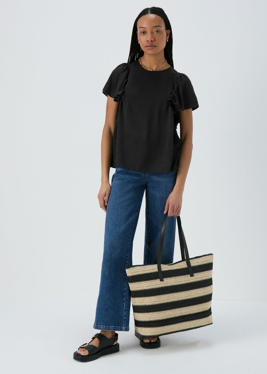 Black Frill Sleeve Top