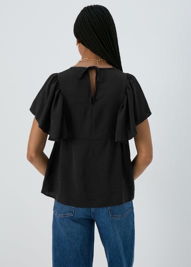 Black Frill Sleeve Top