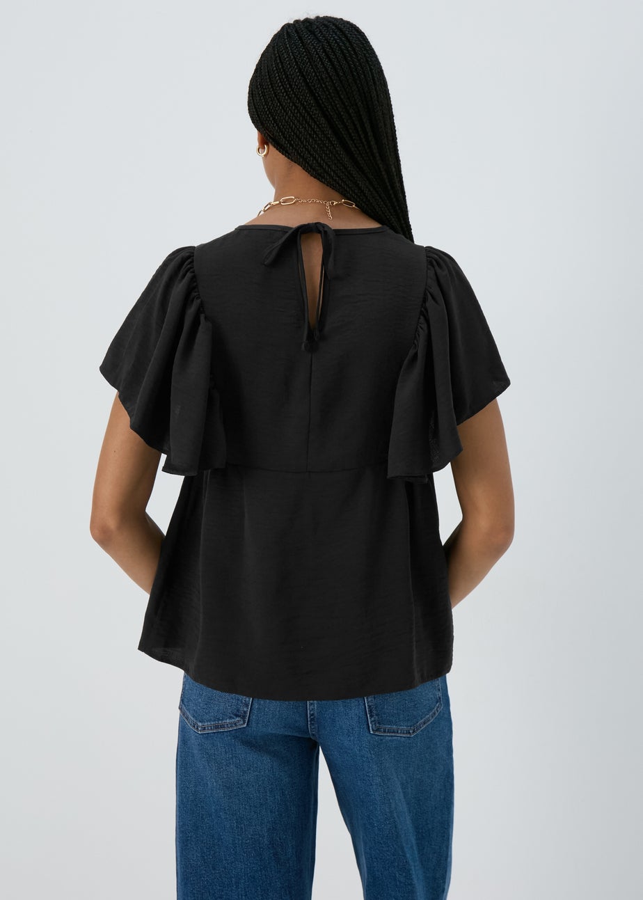 Black Frill Sleeve Top