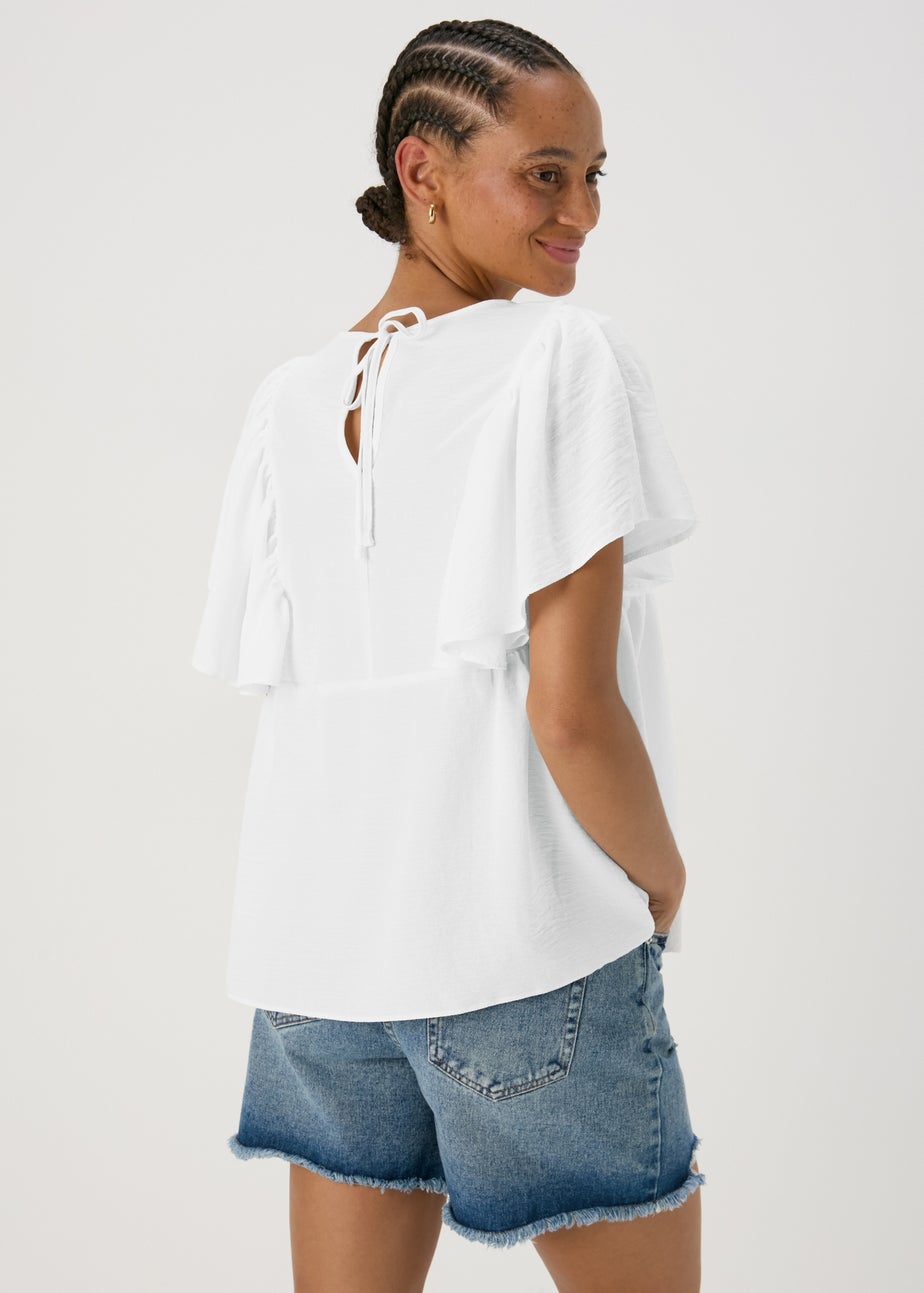 White Frill Sleeve Top