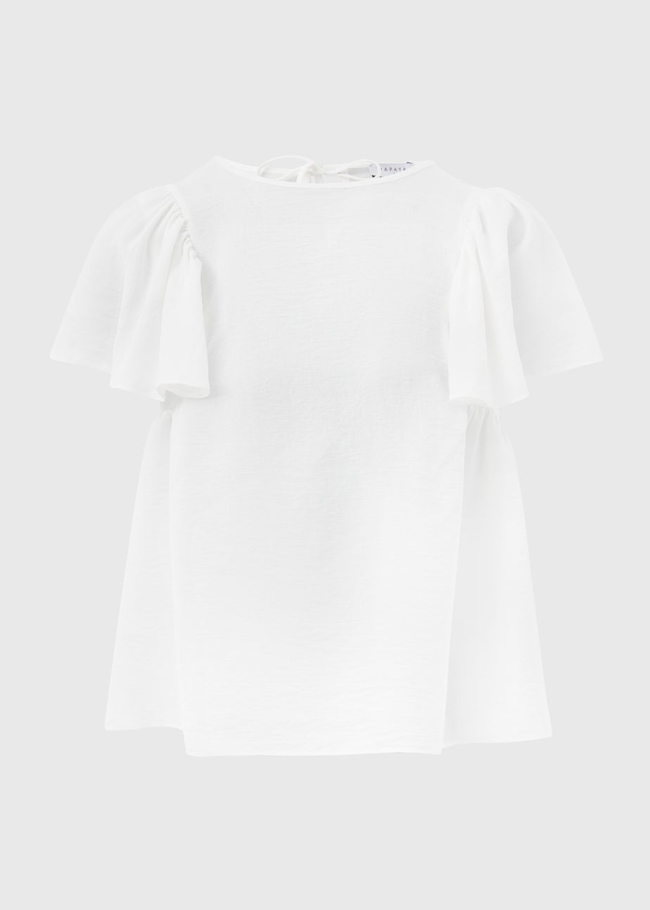 White Frill Sleeve Top