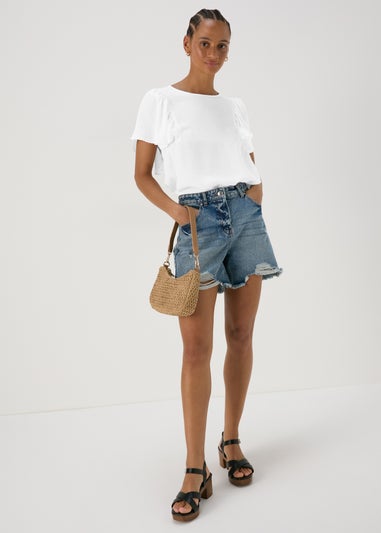 White Frill Sleeve Top
