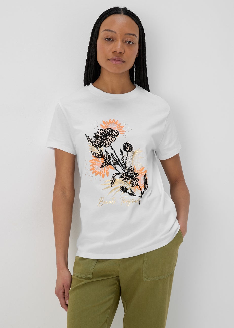 White Floral Graphic T-Shirt
