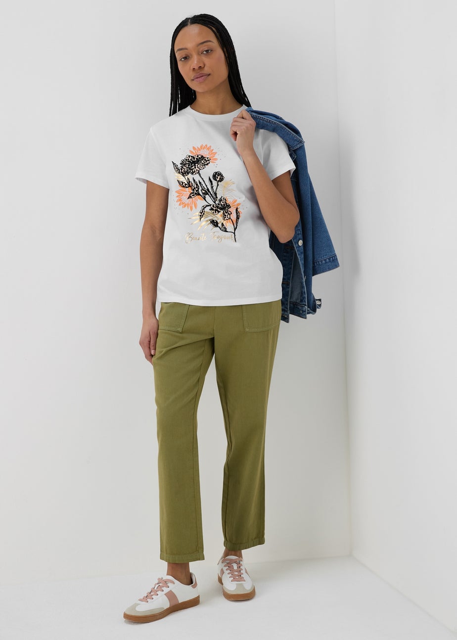 White Floral Graphic T-Shirt