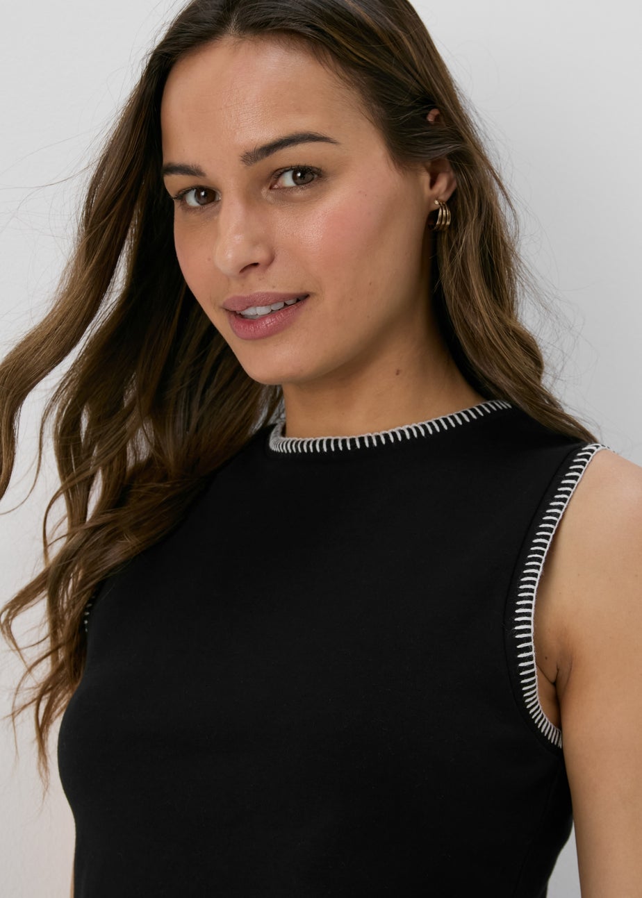 Black Blanket Stitch Co Ord Vest