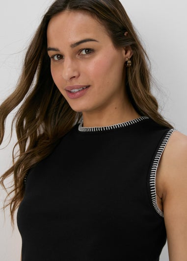 Black Blanket Stitch Co Ord Vest