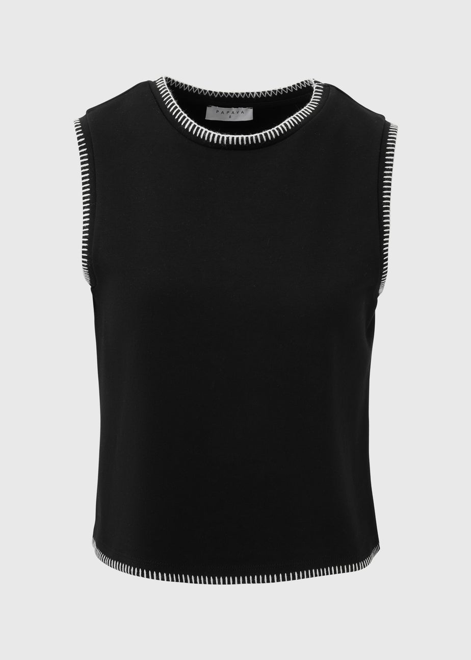 Black Blanket Stitch Co Ord Vest