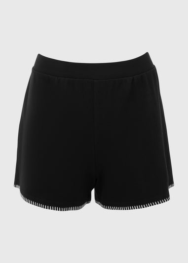 Black Blanket Stitch Co Ord Shorts