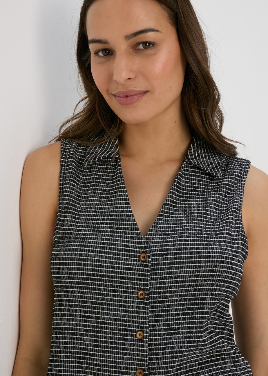 Black Mono Textured Co Ord Waistcoat