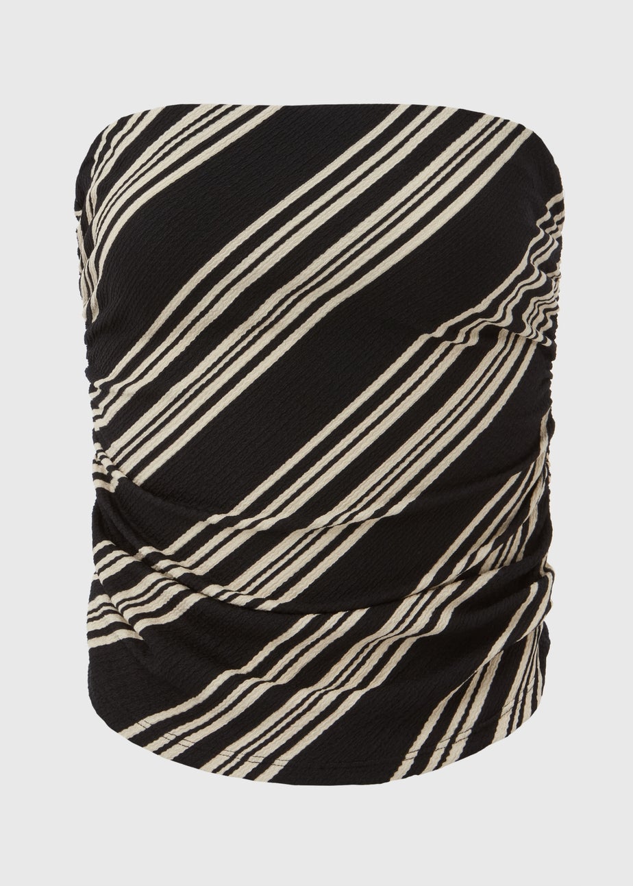 Black Mono Stripe Bandeau Top