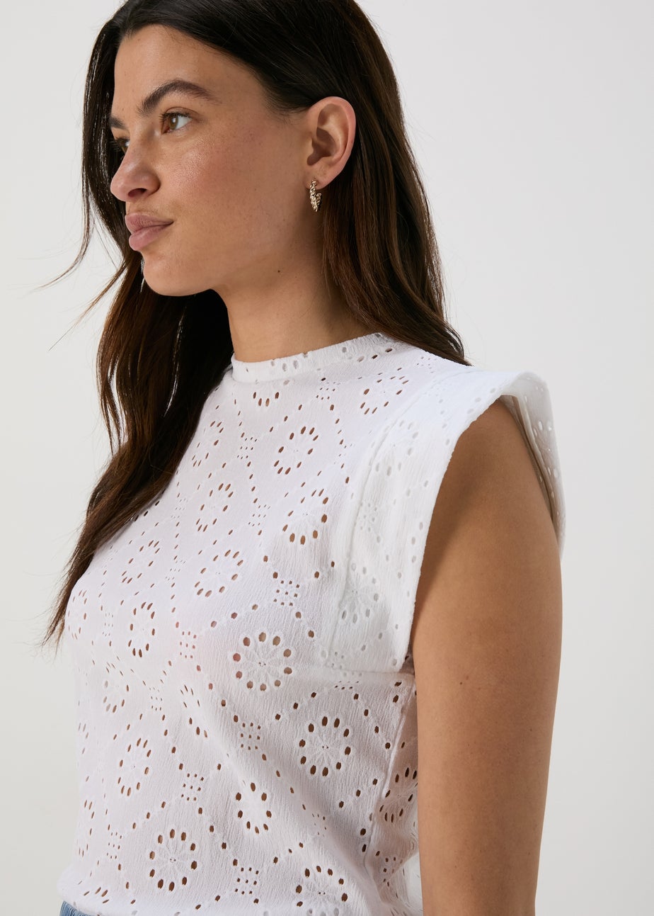 White Cutwork Tank Top