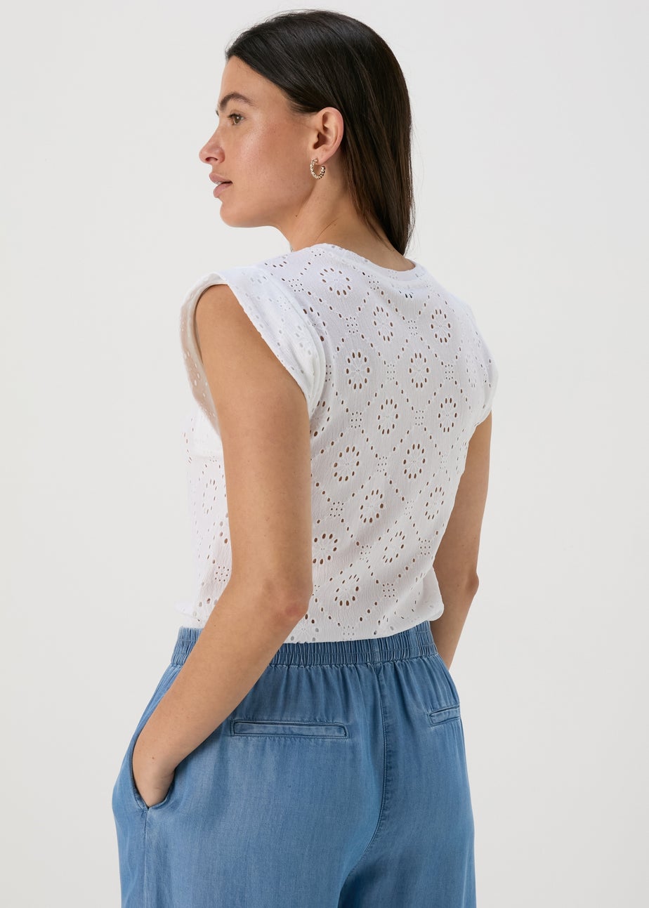 White Cutwork Tank Top