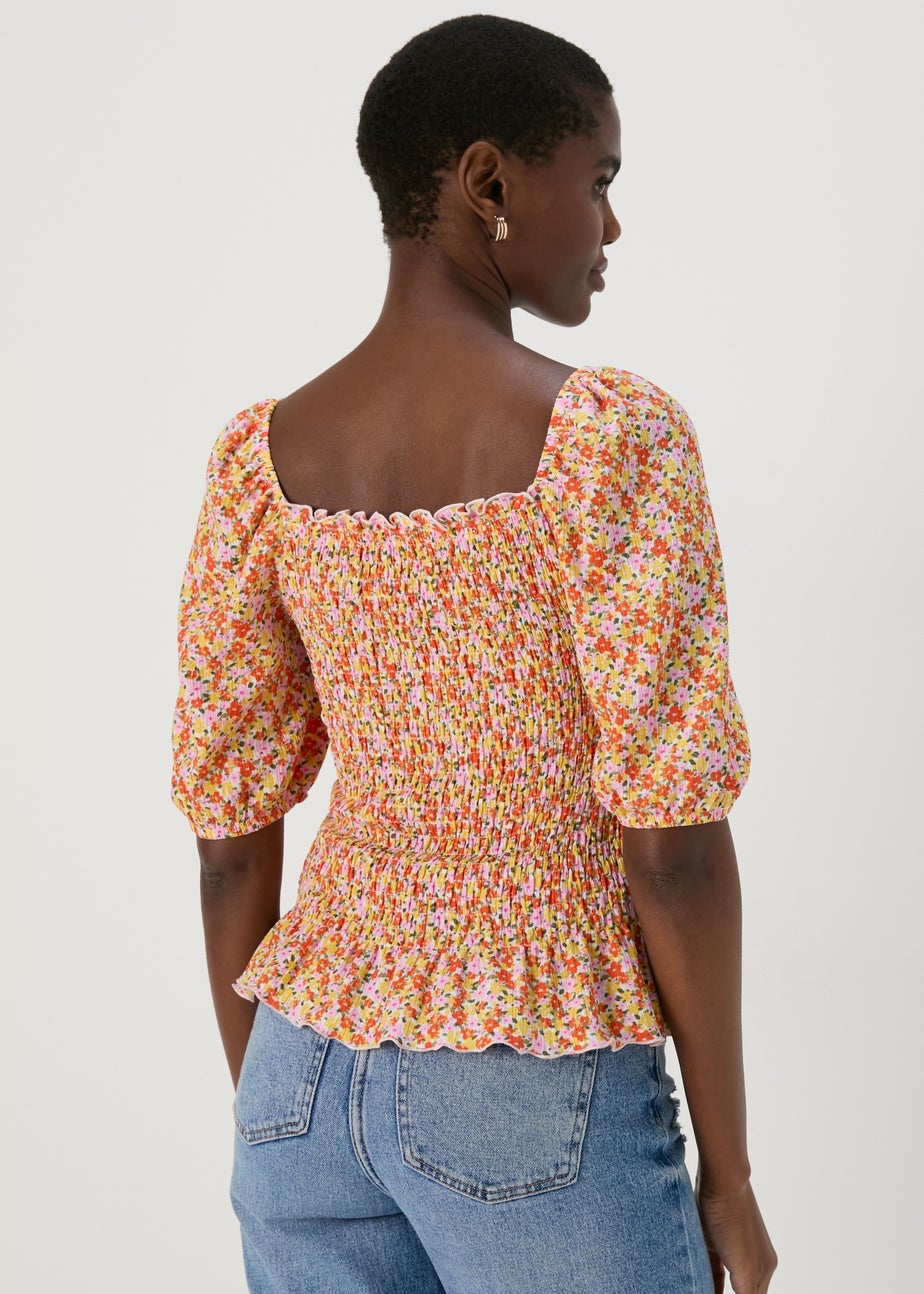 Multicoloured Shirred Top