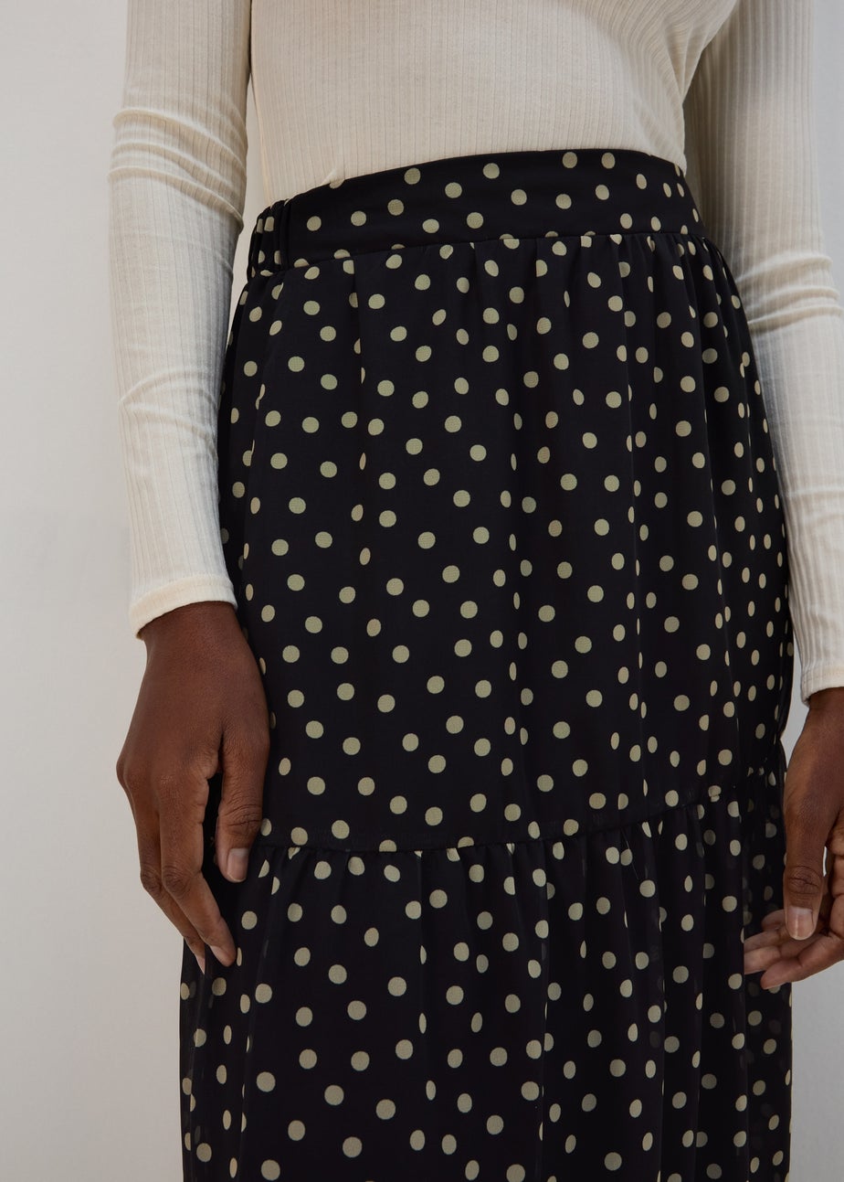 Black & White Tiered Chiffon Maxi Skirt