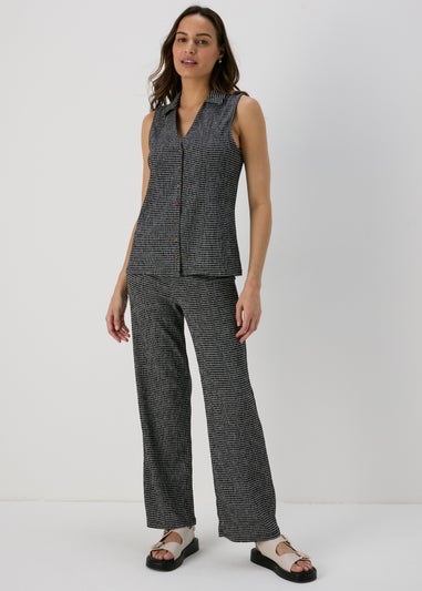 Black Mono Crinkle Co Ord Trousers