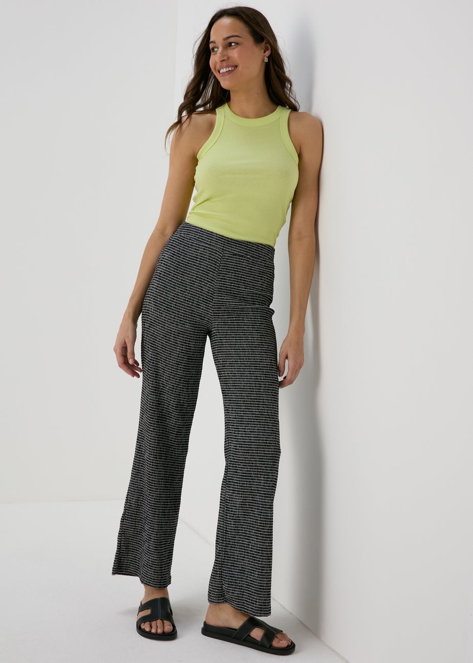 Black Mono Crinkle Co Ord Trousers