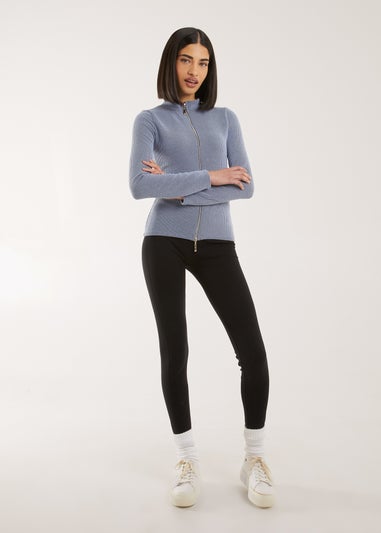 Pink Vanilla Two Tone Rib Double Zip Top